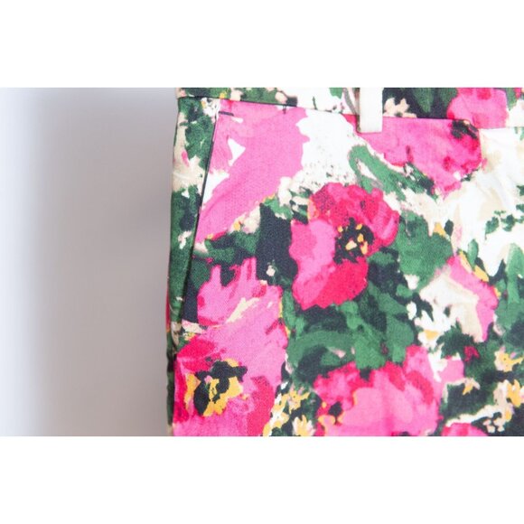 H&M Pink Floral Mid-Rise Straight Slim Stretch Ankle Trouser Pants Size 10 - Picture 4 of 13